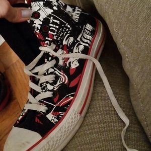 Red and Black Graffiti Converse